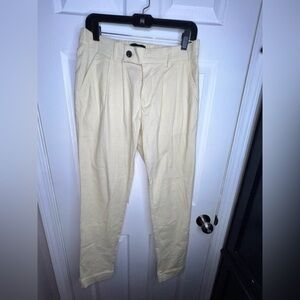 Gingtto Men’s 32 Butter Yellow Cotton Slim Fit Skinny Trouser Dress Pants Preppy